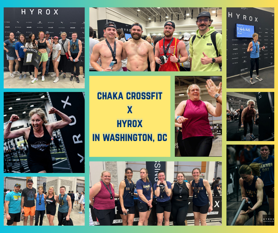 Collage of Chaka athlete at HYROX in Washington DC.